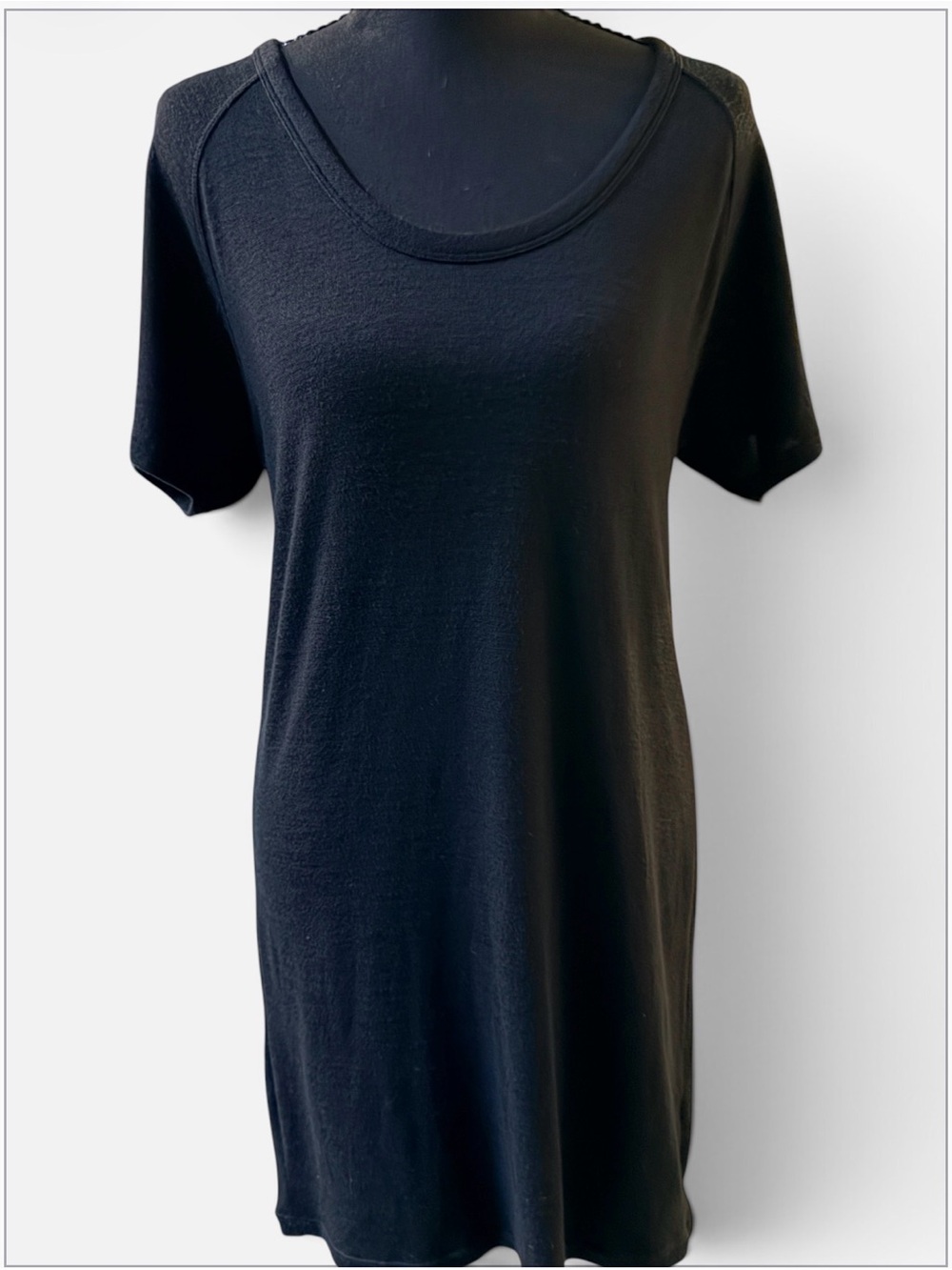 rag & bone Black Short-Sleeve Slub Cotton T-Shirt Mini Dress Size S